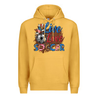 Mustard live love soccer Premium Hoodie - HRA Design Shop