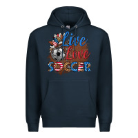 Navy live love soccer Premium Hoodie - HRA Design Shop