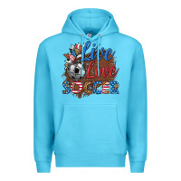 Ocean Blue live love soccer Premium Hoodie - HRA Design Shop