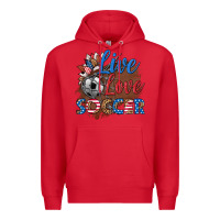 Red live love soccer Premium Hoodie - HRA Design Shop