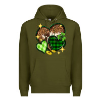 Army Green St. Patrick's Day hearts Premium Hoodie - Neo Western