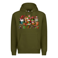 Army Green merry christmas coffee afro gnomies Premium Hoodie - FaDigitalArtStudio