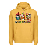 Mustard merry christmas coffee afro gnomies Premium Hoodie - FaDigitalArtStudio