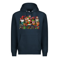 Navy merry christmas coffee afro gnomies Premium Hoodie - FaDigitalArtStudio