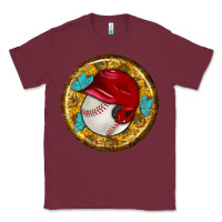 Burgundy baseball with sunflower round earrings Classic Tee - BundleAndBundleShop
