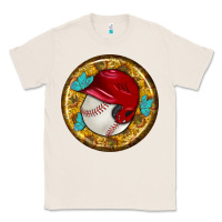 Natural baseball with sunflower round earrings Classic Tee - BundleAndBundleShop