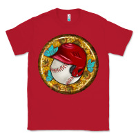 Red baseball with sunflower round earrings Classic Tee - BundleAndBundleShop