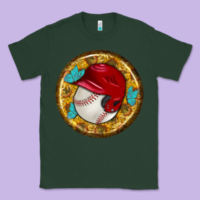 Baseball With Sunflower Round Earrings Classic Tee Designed By Bundleandbundleshop