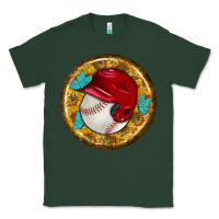 Sports Green baseball with sunflower round earrings Classic Tee - BundleAndBundleShop