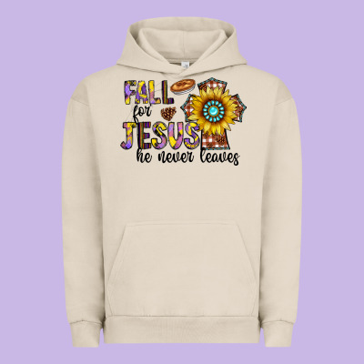 Fall For Jesus He Never Leaves Urban Hoodie Designed By Cowhidedigitalart