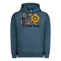 Pigment Midnight Navy fall for jesus he never leaves Urban Hoodie - CowhideDigitalArt