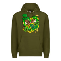 Army Green St. Patrick's Day lucky heart Premium Hoodie - Neo Western