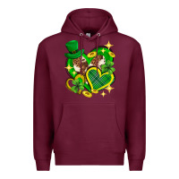 Burgundy St. Patrick's Day lucky heart Premium Hoodie - Neo Western