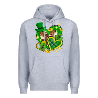Heather Grey St. Patrick's Day lucky heart Premium Hoodie - Neo Western