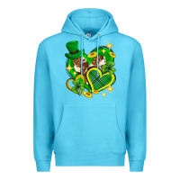 Ocean Blue St. Patrick's Day lucky heart Premium Hoodie - Neo Western
