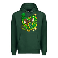 Sports Green St. Patrick's Day lucky heart Premium Hoodie - Neo Western