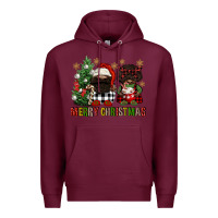 Burgundy merry christmas buffalo afro gnomies Premium Hoodie - FaDigitalArtStudio
