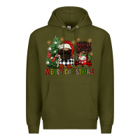 Army Green merry christmas buffalo afro gnomies Premium Hoodie - FaDigitalArtStudio