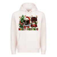 Pale Pink merry christmas buffalo afro gnomies Premium Hoodie - FaDigitalArtStudio