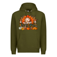 Army Green Thanksgiving Turkey Pumpkin Blessed Premium Hoodie - CowhideDigitalArt