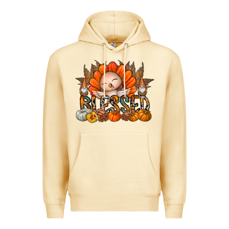 Thanksgiving Turkey Pumpkin Blessed Premium Hoodie by CowhideDigitalArt | Teevron