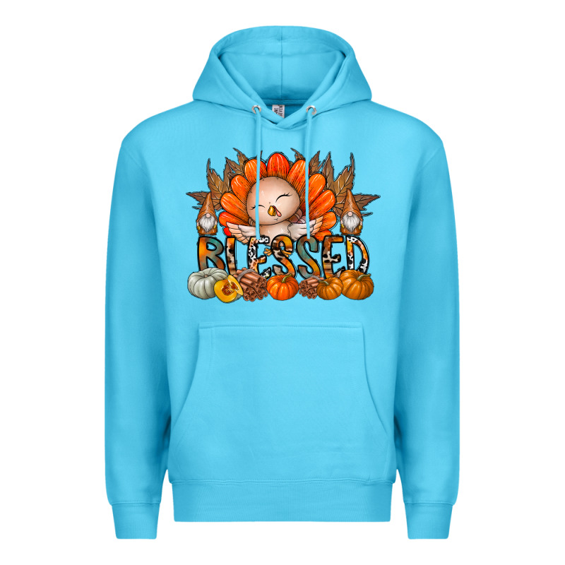 Thanksgiving Turkey Pumpkin Blessed Premium Hoodie by CowhideDigitalArt | Teevron