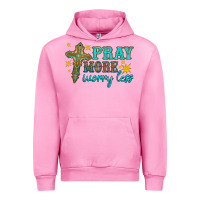 Fuchsia Pink pray more worry less Urban Hoodie - HRA Design Shop