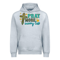 Heather Grey pray more worry less Urban Hoodie - HRA Design Shop
