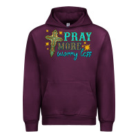 Mauve Wine pray more worry less Urban Hoodie - HRA Design Shop