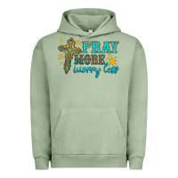 Pigment Oil Green pray more worry less Urban Hoodie - HRA Design Shop
