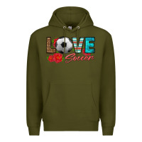 Army Green love soccer Premium Hoodie - HRA Design Shop