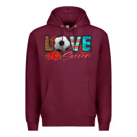 Burgundy love soccer Premium Hoodie - HRA Design Shop