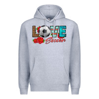 Heather Grey love soccer Premium Hoodie - HRA Design Shop