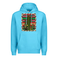 Ocean Blue serape cowhide cacti Premium Hoodie - RanaPortraitStore