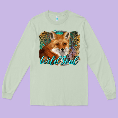 Wild Soul Fox With Dream Catcher Long Sleeve Tee Designed By Barkaloodesign
