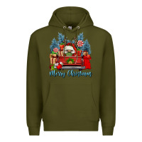 Army Green merry christmas gnomes truck Premium Hoodie - FaDigitalArtStudio