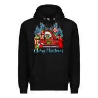 Black merry christmas gnomes truck Premium Hoodie - FaDigitalArtStudio