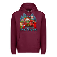 Burgundy merry christmas gnomes truck Premium Hoodie - FaDigitalArtStudio