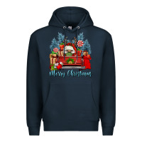 Navy merry christmas gnomes truck Premium Hoodie - FaDigitalArtStudio