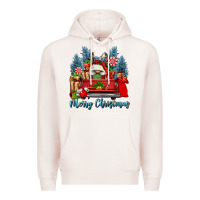 Pale Pink merry christmas gnomes truck Premium Hoodie - FaDigitalArtStudio