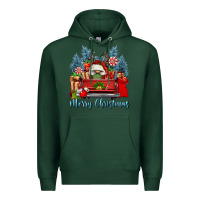 Sports Green merry christmas gnomes truck Premium Hoodie - FaDigitalArtStudio