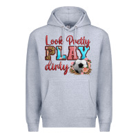 Heather Grey look pretty play dirty soccer Premium Hoodie - HRA Design Shop