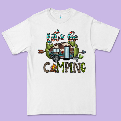 Let's Go Camping Premium Tee Designed By Cowhidedigitalart