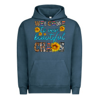 Pigment Midnight Navy welcome to our beautiful chaos Urban Hoodie - HRA Design Shop