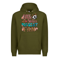Army Green little sister biggest fan soccer Premium Hoodie - HRA Design Shop