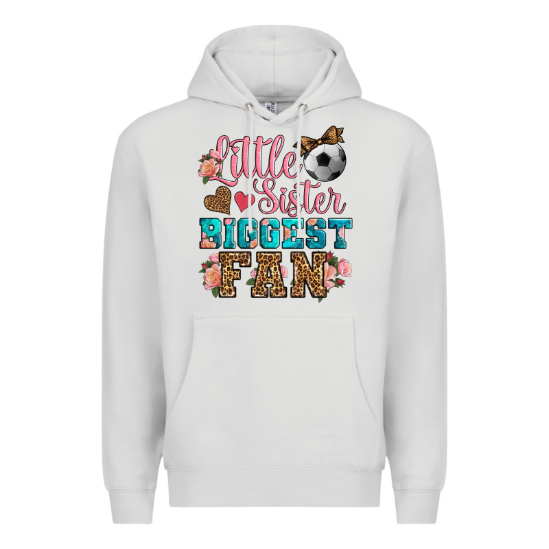 Little Sister Biggest Fan Soccer Premium Hoodie by HRA Design Shop | Teevron