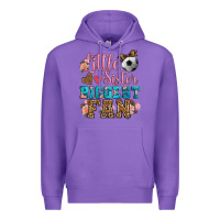 Purple little sister biggest fan soccer Premium Hoodie - HRA Design Shop