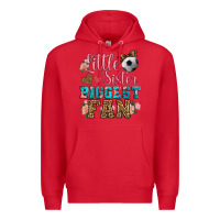 Red little sister biggest fan soccer Premium Hoodie - HRA Design Shop