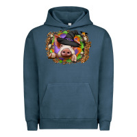 Pigment Midnight Navy halloween pig Urban Hoodie - CowhideDigitalArt