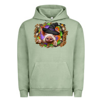 Pigment Oil Green halloween pig Urban Hoodie - CowhideDigitalArt